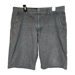 Volcom Flat Front Chino Shorts Logo Casual Modern Skater Surf Gray 38* (*Tag 36)